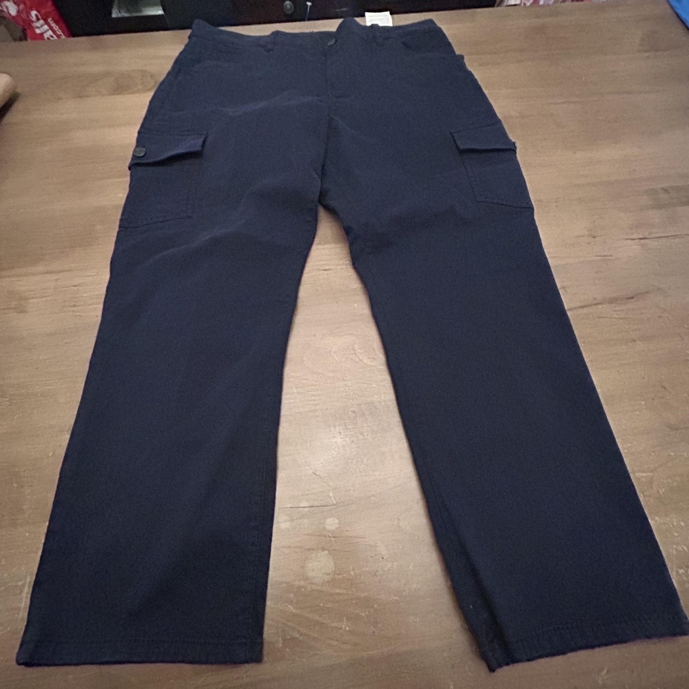 Talbots Signature Capri Pants Womens 16/33 Blue Cargo Twill Straight Leg Stretch